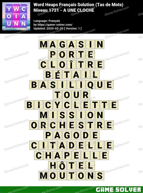 Solution Wordalot Niveau 1731 .
